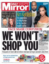 Daily Mirror (UK) Newspaper Front Page for 23 July 2020