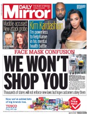 Daily Mirror (UK) Newspaper Front Page for 23 July 2020