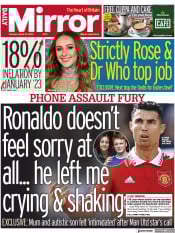Daily Mirror (UK) Newspaper Front Page for 23 August 2022