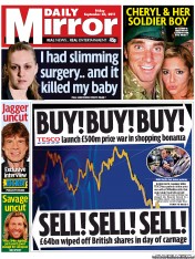 Daily Mirror (UK) Newspaper Front Page for 23 September 2011