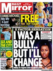 Daily Mirror Newspaper Front Page (UK) for 24 October 2011