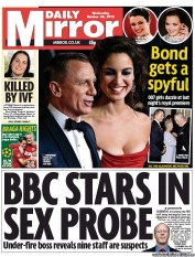 Daily Mirror Newspaper Front Page (UK) for 24 October 2012
