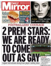 Daily Mirror (UK) Newspaper Front Page for 24 October 2015