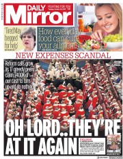 Daily Mirror (UK) Newspaper Front Page for 24 October 2017