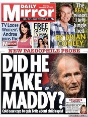 Daily Mirror (UK) Newspaper Front Page for 24 November 2012