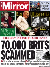 Daily Mirror (UK) Newspaper Front Page for 24 November 2022