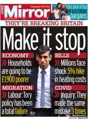 Daily Mirror front page for 24 November 2023