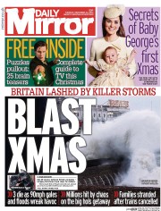 Daily Mirror (UK) Newspaper Front Page for 24 December 2013