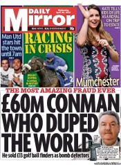Daily Mirror Newspaper Front Page (UK) for 24 April 2013