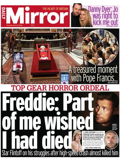 Daily Mirror Newspaper Front Page (UK) for 24 April 2025