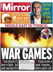 Daily Mirror front page for 24 June 2025