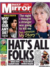 Daily Mirror Newspaper Front Page (UK) for 24 August 2011