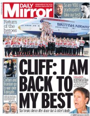 Daily Mirror (UK) Newspaper Front Page for 24 August 2016