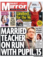 Daily Mirror (UK) Newspaper Front Page for 24 September 2012