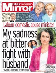 Daily Mirror (UK) Newspaper Front Page for 24 September 2016