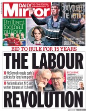 Daily Mirror (UK) Newspaper Front Page for 24 September 2018