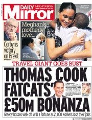 Daily Mirror (UK) Newspaper Front Page for 24 September 2019