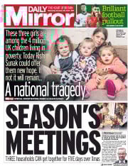 Daily Mirror (UK) Newspaper Front Page for 25 November 2020