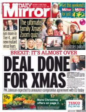 Daily Mirror (UK) Newspaper Front Page for 25 December 2020