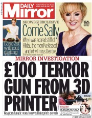 Daily Mirror (UK) Newspaper Front Page for 25 January 2016