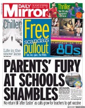 Daily Mirror (UK) Newspaper Front Page for 25 January 2021