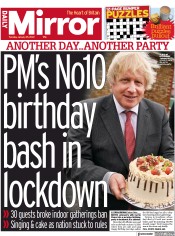 Daily Mirror (UK) Newspaper Front Page for 25 January 2022