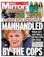 Daily Mirror Newspaper Front Page (UK) for 25 April 2014