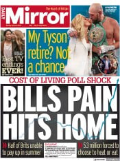 Daily Mirror (UK) Newspaper Front Page for 25 April 2022