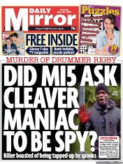 Daily Mirror (UK) Newspaper Front Page for 25 May 2013