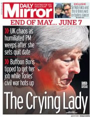 Daily Mirror (UK) Newspaper Front Page for 25 May 2019