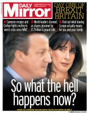 Daily Mirror (UK) Newspaper Front Page for 25 June 2016