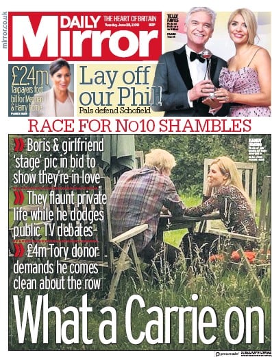 Daily Mirror Newspaper Front Page (UK) for 25 June 2019