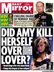 Daily Mirror (UK) Newspaper Front Page for 25 July 2011