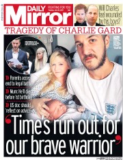 Daily Mirror (UK) Newspaper Front Page for 25 July 2017