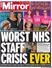 Daily Mirror front page for 25 July 2022