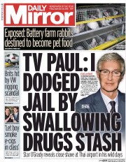 Daily Mirror (UK) Newspaper Front Page for 25 September 2015