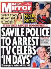 Daily Mirror (UK) Newspaper Front Page for 26 October 2012