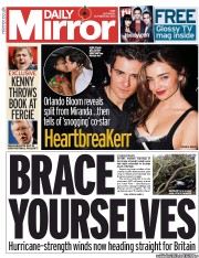 Daily Mirror Newspaper Front Page (UK) for 26 October 2013