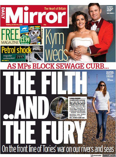 Daily Mirror Newspaper Front Page (UK) for 26 October 2021