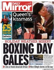 Daily Mirror Newspaper Front Page (UK) for 26 December 2013