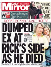 Daily Mirror (UK) Newspaper Front Page for 26 December 2016