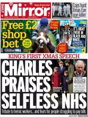 Daily Mirror (UK) Newspaper Front Page for 26 December 2022