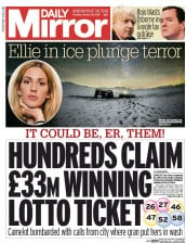Daily Mirror (UK) Newspaper Front Page for 26 January 2016