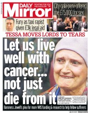 Daily Mirror (UK) Newspaper Front Page for 26 January 2018