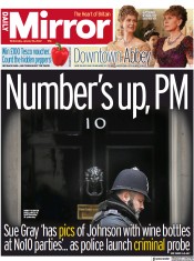 Daily Mirror front page for 26 January 2022