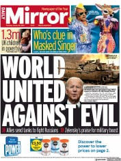 Daily Mirror front page for 26 January 2023