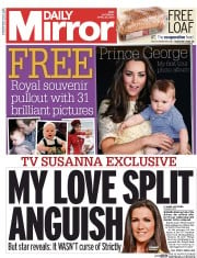 Daily Mirror (UK) Newspaper Front Page for 26 April 2014