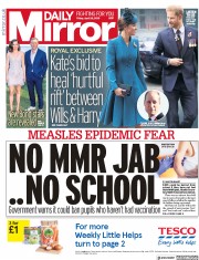 Daily Mirror (UK) Newspaper Front Page for 26 April 2019