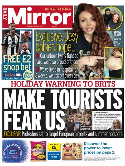 Daily Mirror Newspaper Front Page (UK) for 26 April 2025