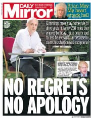 Daily Mirror (UK) Newspaper Front Page for 26 May 2020